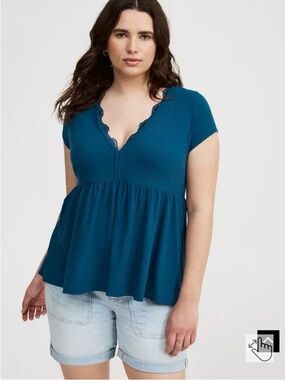 Torrid Teal V-Neck Blouse